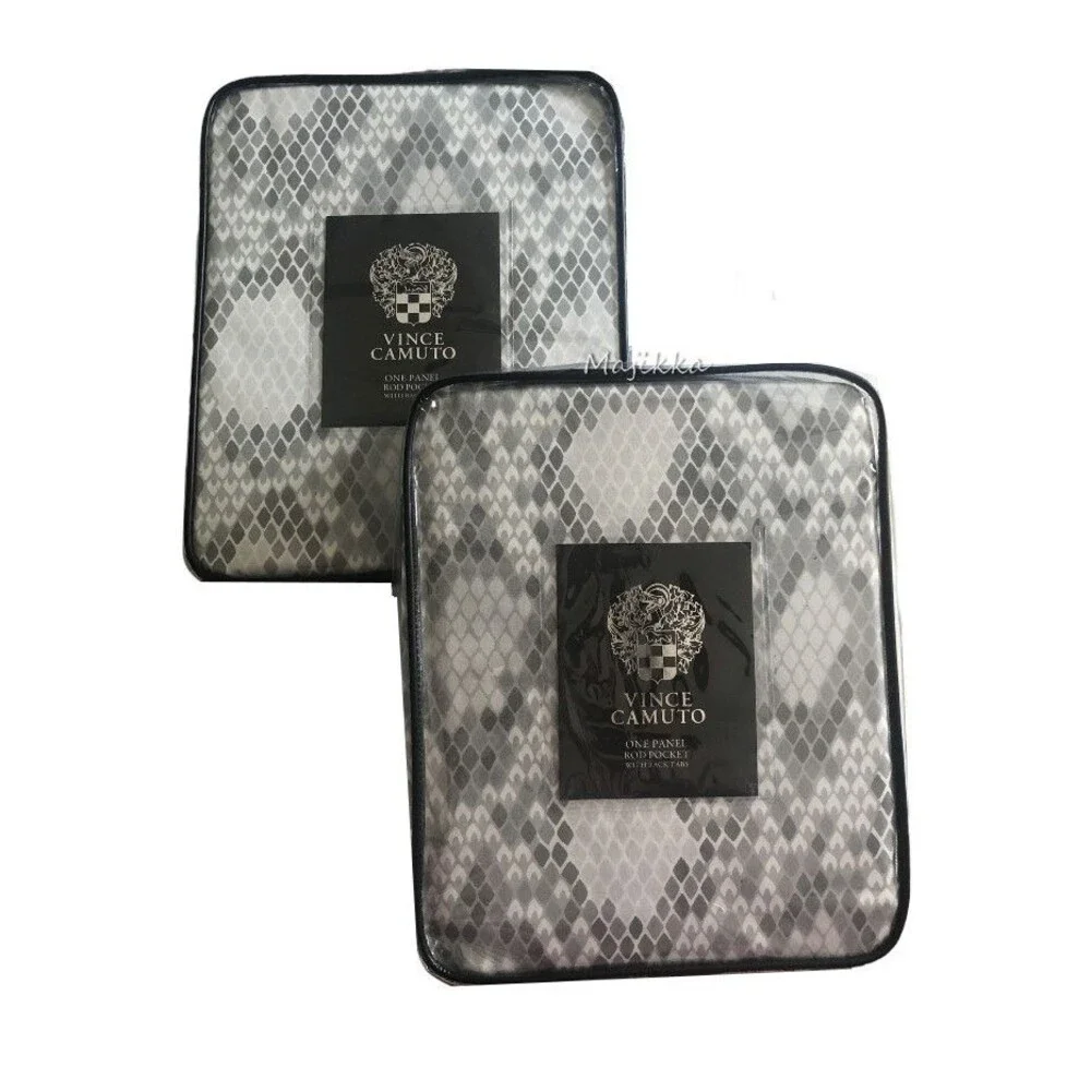 Vince Camuto Orli Curtain Panels Set of 2 Gray White 50x84 Rod Pocket Back Tab